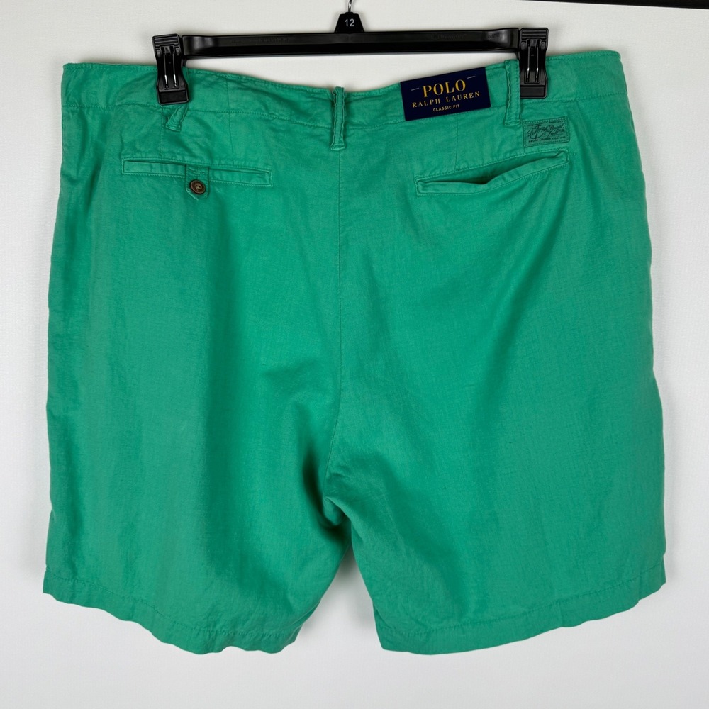 Polo Ralph Lauren Shorts Chino Mens 38W Classic Fit Linen Cotton Green 8.5" NWT - Picture 9 of 9
